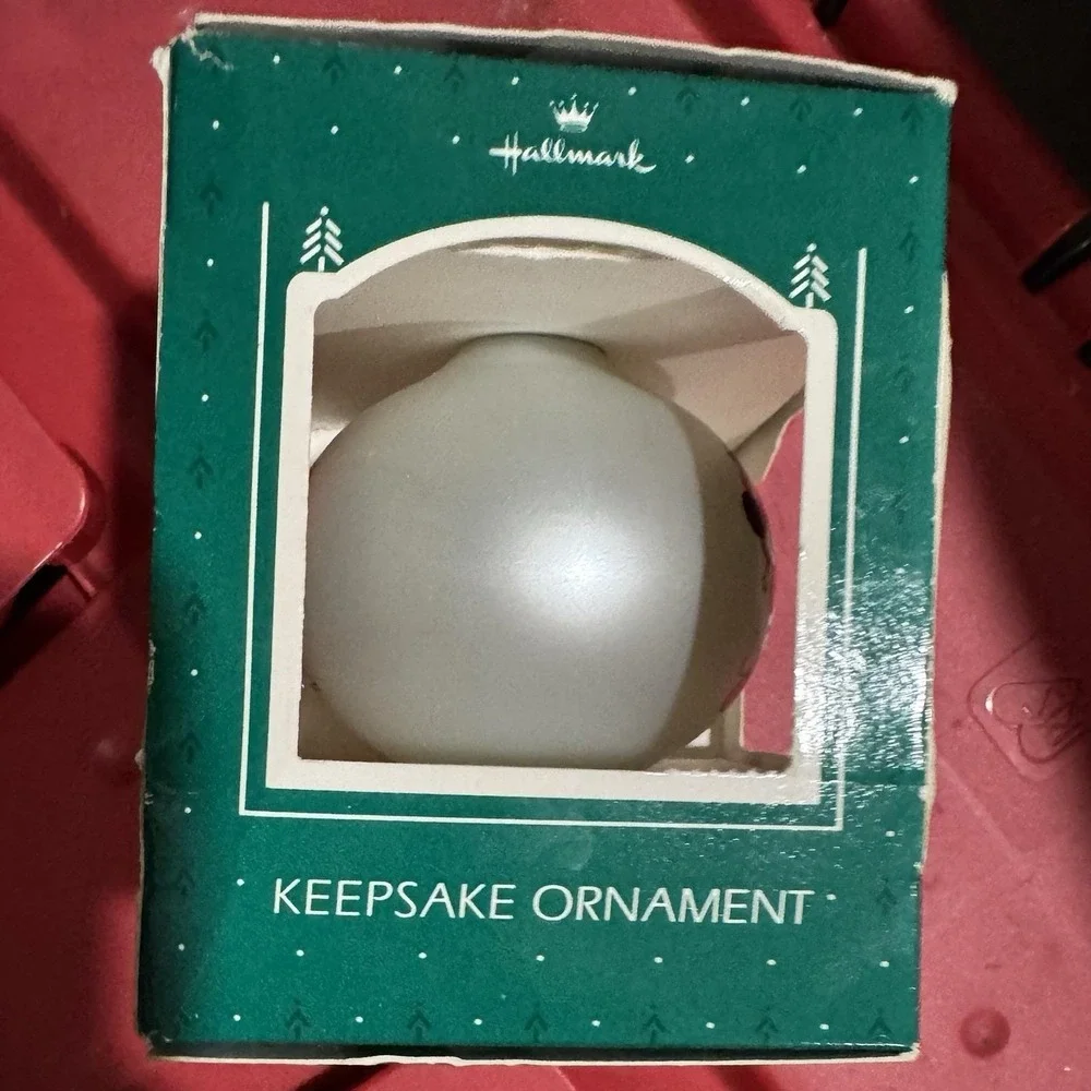VTG 85 Ornament Hallmark Walt Disney Christmas Mickey Mouse Minnie Glass In Box
